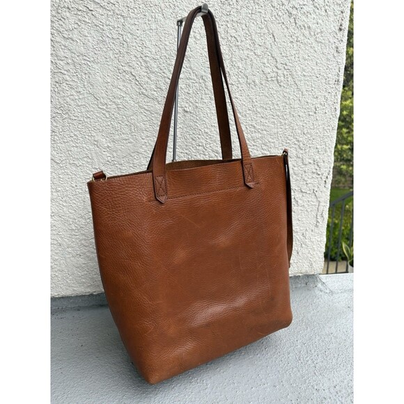 Madewell Brown English Saddle Leather Transport Shoulder Bag Tote Tan Size M - Picture 2 of 8